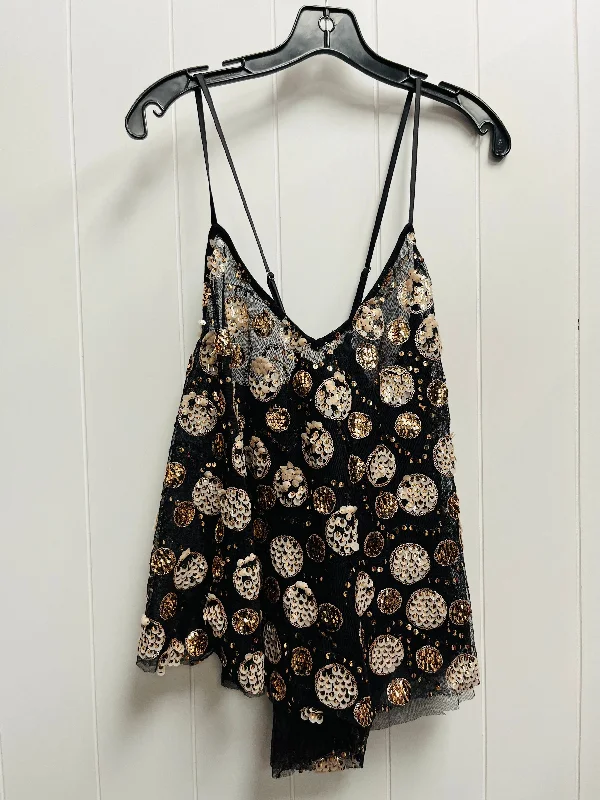 Top Sleeveless By Anthropologie In Black & Gold, Size: L