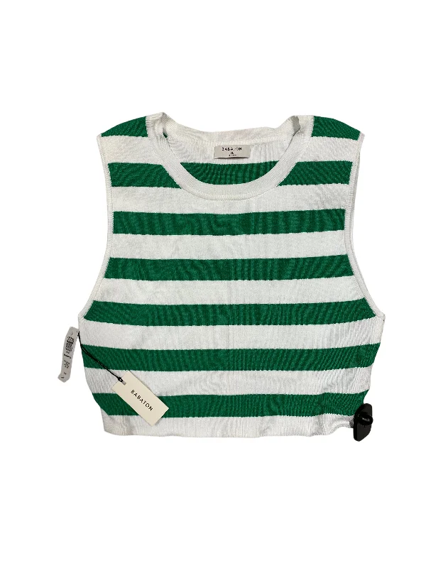 Top Sleeveless By Babaton In Green & White, Size: Xl