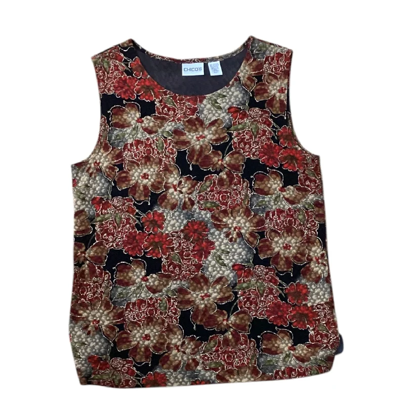 Top Sleeveless By Chicos In Floral Print, Size: 2