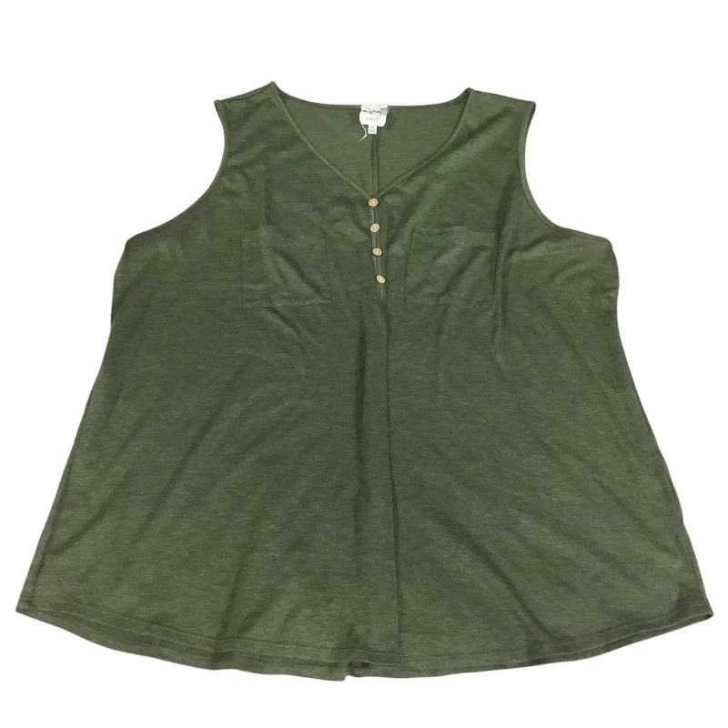 Top Sleeveless By Naif In Green, Size: 2x