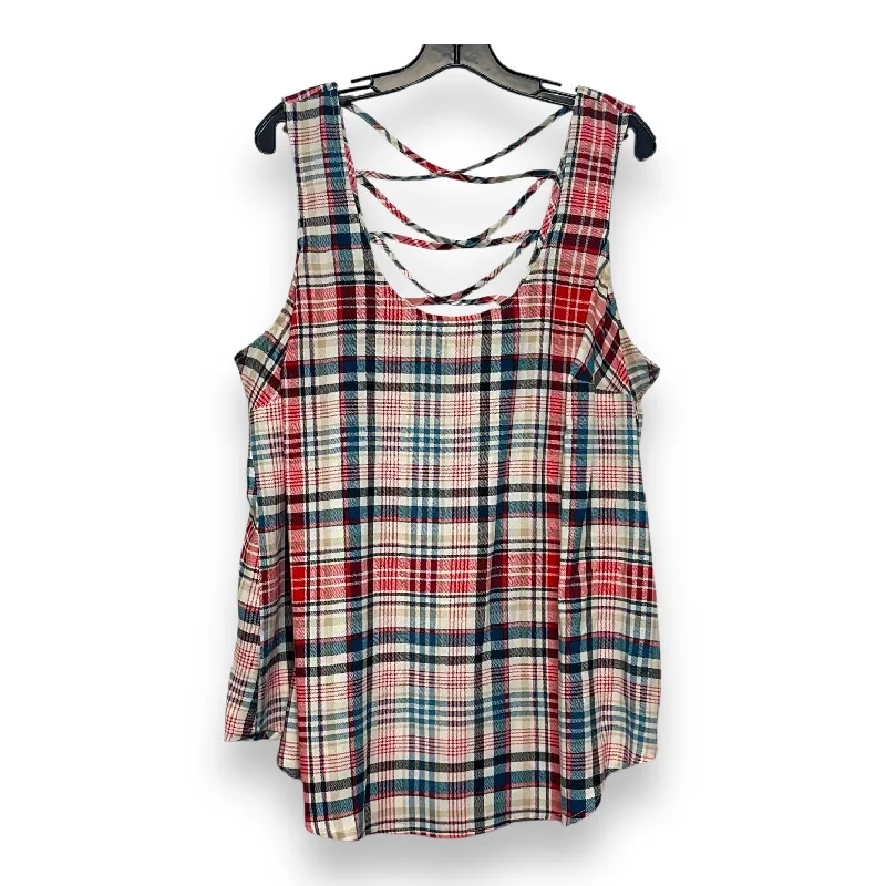 Top Sleeveless By Torrid In Plaid Pattern, Size: 2x