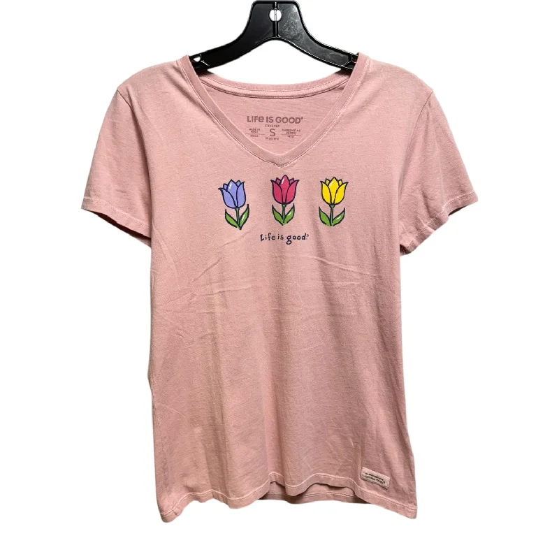 Tulip Top Short Sleeve By Life Is Good In Pink, Size: S