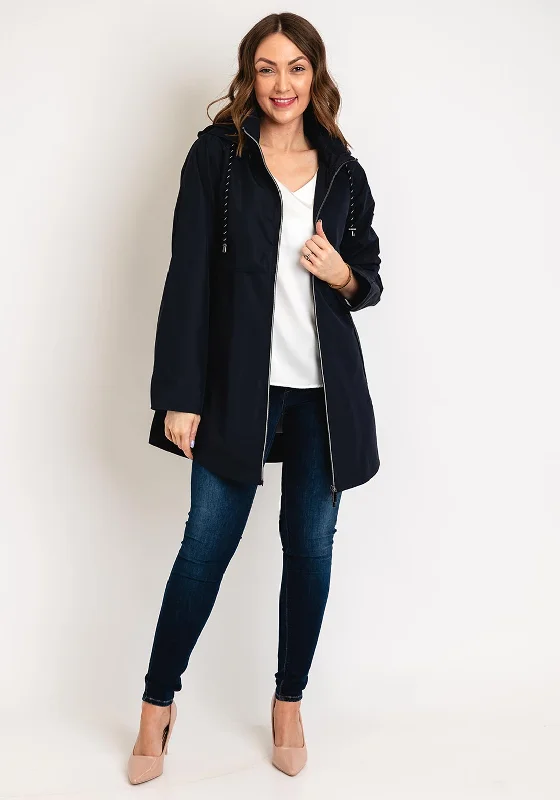 Etage Detach Hood Long Coat, Dark Navy