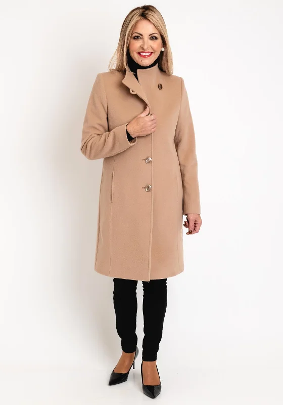 Christina Felix Classic Tailored Wool Cashmere Blend Long Coat, Camel