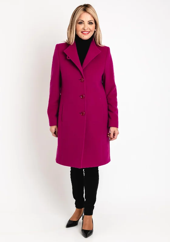 Christina Felix Classic Tailored Wool Cashmere Blend Long Coat, Raspberry