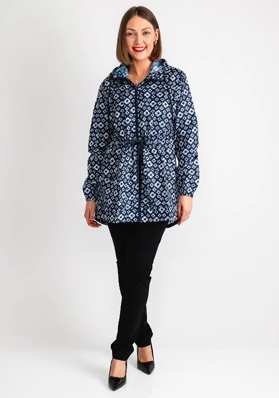 Serafina Collection Daisy Print Raincoat, Navy