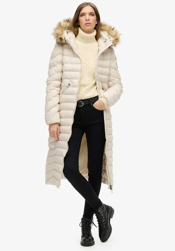 Superdry Womens Fuji Padded Coat, Cream