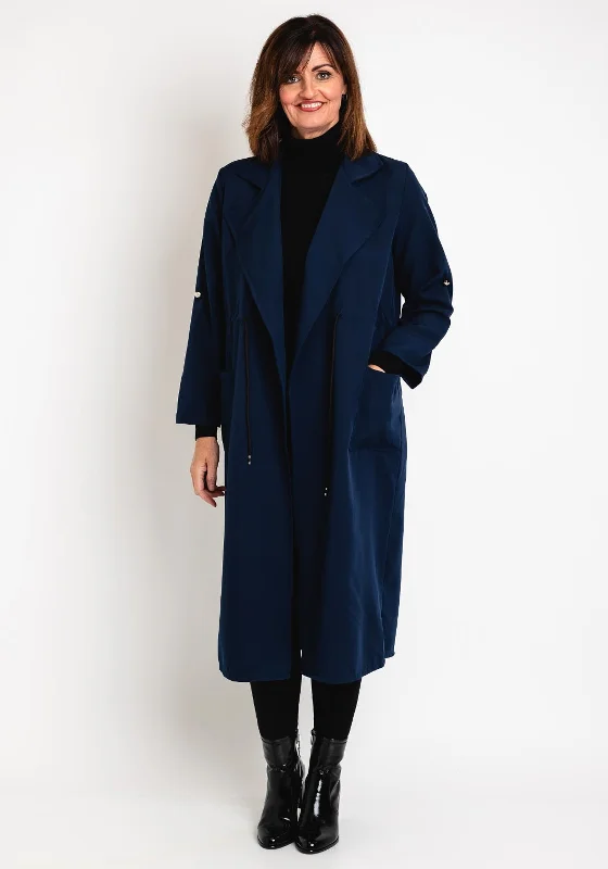 Serafina Collection One Size Drawstring Trench Coat, Navy