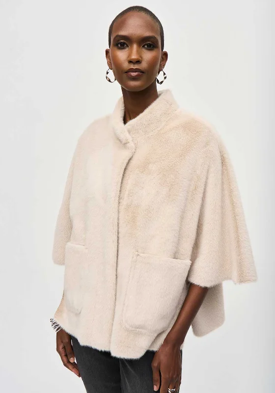 Joseph Ribkoff Oversized Short Faux Fur Coat, Champagne