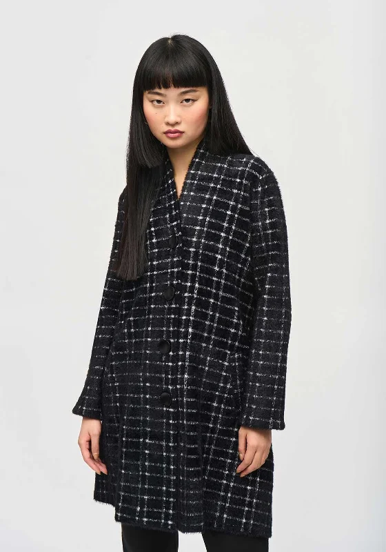 Joseph Ribkoff Grid Print Coat, Black and White