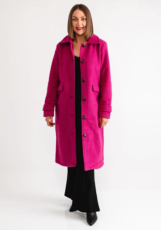 Kaffe Annelise Teddy Long Coat, Pink