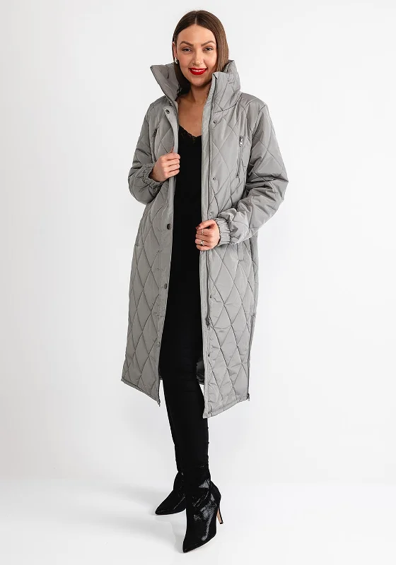 Kaffe Lindsay Quilted Long Coat, Grey