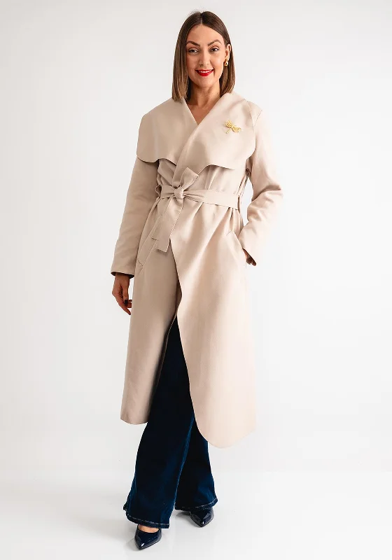 Serafina Collection One Size Belted Coat, Beige