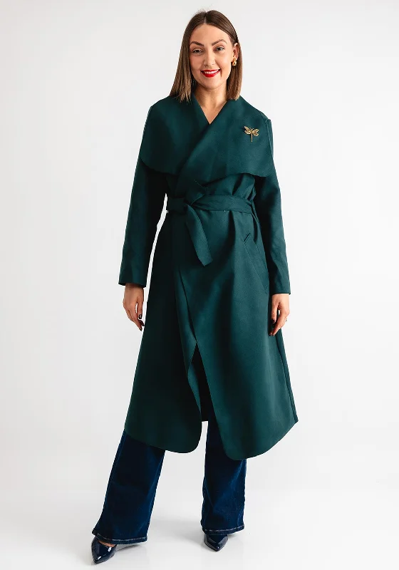 Serafina Collection One Size Belted Coat, Green