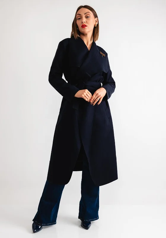 Serafina Collection One Size Belted Coat, Navy