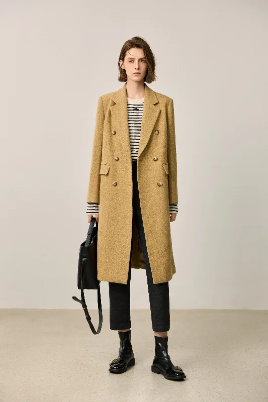 LILY Classic Wide-Shoulder Versatile Wool Coat