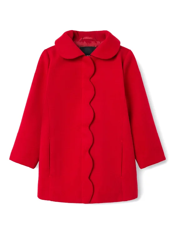 Name It Mini Girl Merry Scallop Coat, Chili Pepper