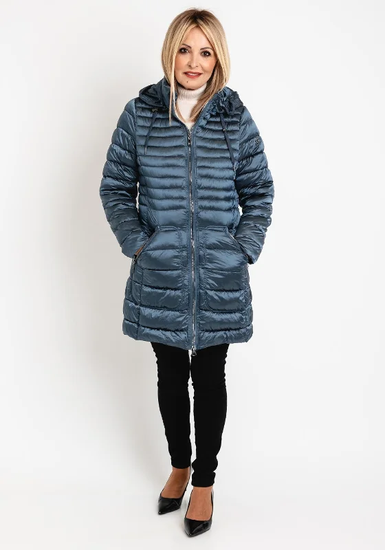 Normann High Shine Padded Coat, Navy