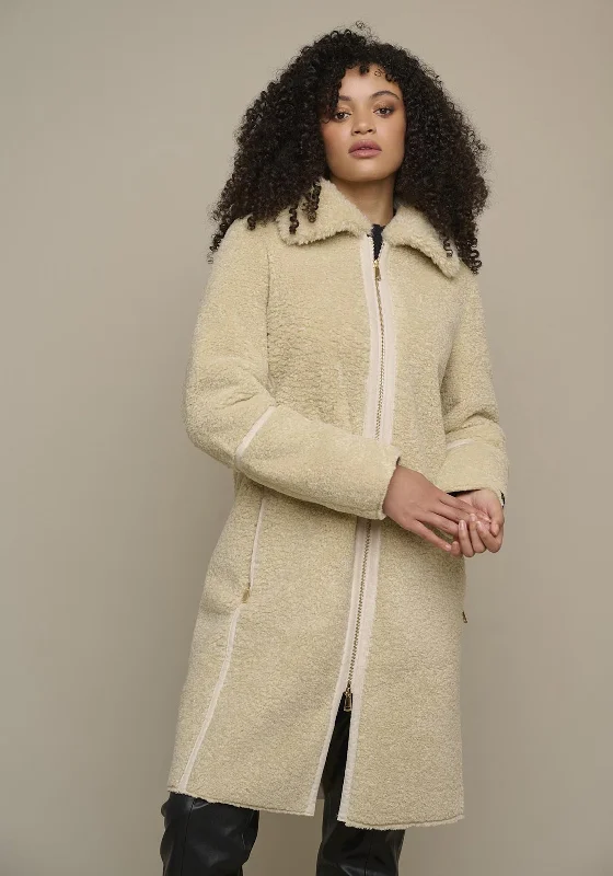 Rino & Pelle Jaicy Faux Fur Collar Long Coat, Sage