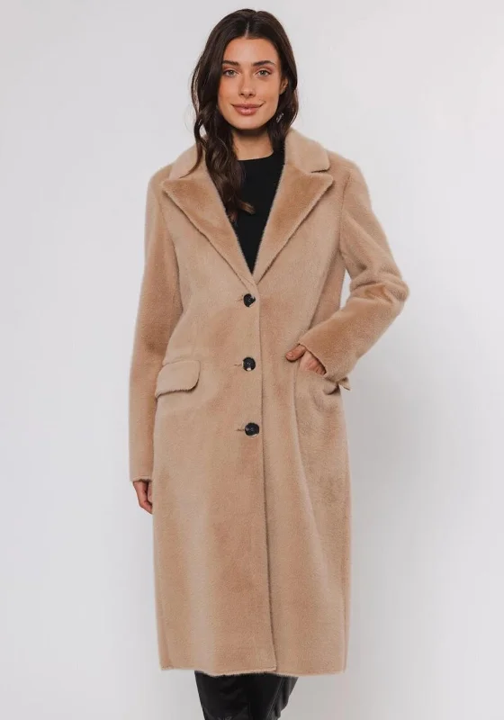 Rino & Pelle Saami Long Faux Fur Coat, Sand