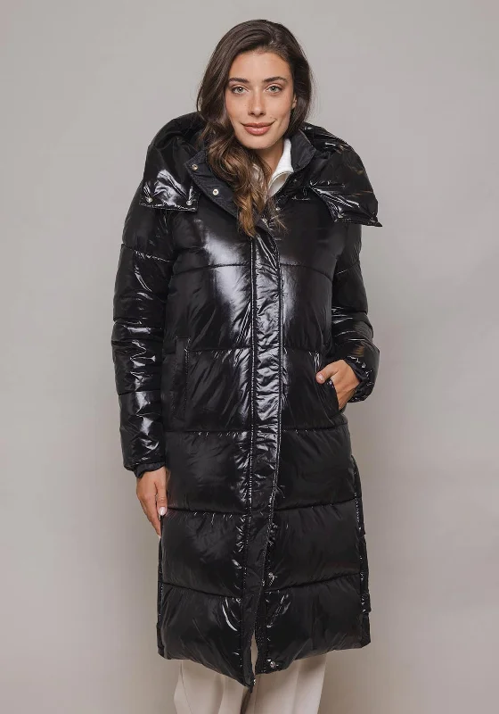 Rino & Pelle Joia High Shine Long Padded Coat, Black