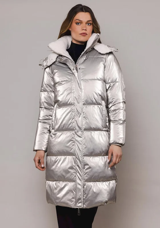 Rino & Pelle Jolijn Sherpa Lined Padded Coat, Chrome