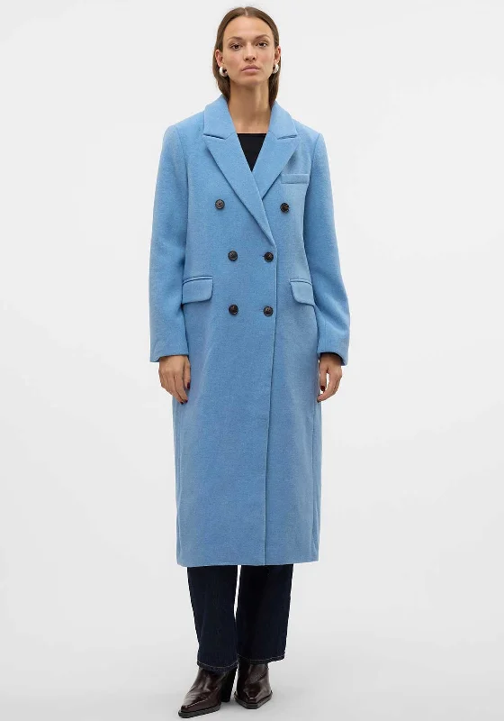 Vero Moda Densia Long Wool Coat, Allure Blue