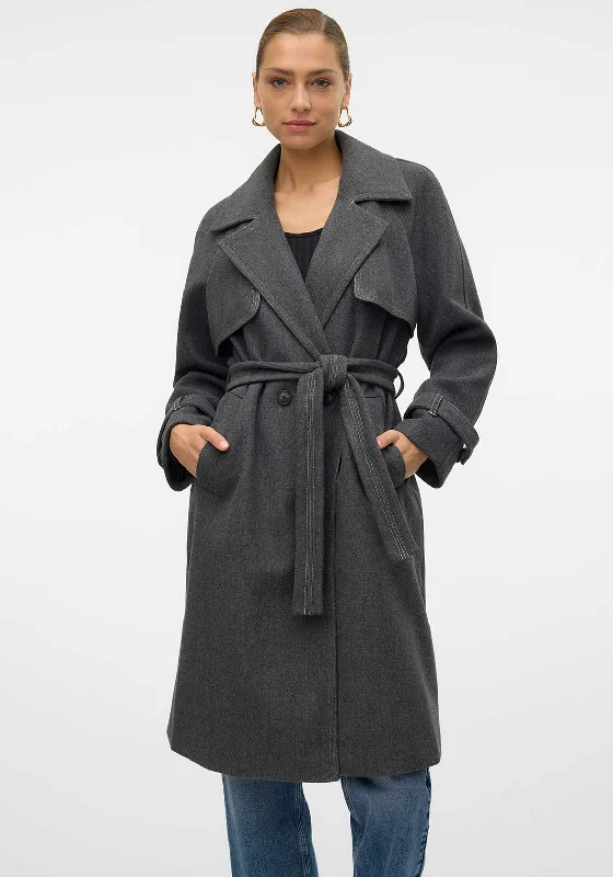 Vero Moda Popmiley Long Coat, Dark Grey