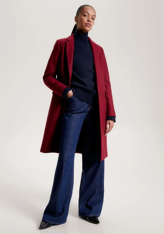 Tommy Hilfiger Classic Wool Blend Coat, Wine