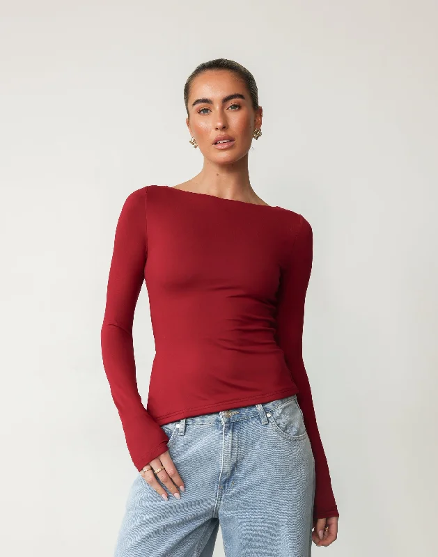 Amanda Long Sleeve Top (Cherry)