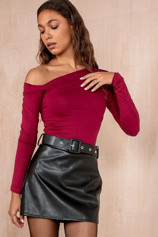 Billie Burgundy Asymmetric Top