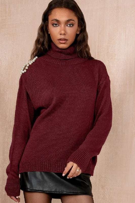 Hillary Burgundy Knit Jumper