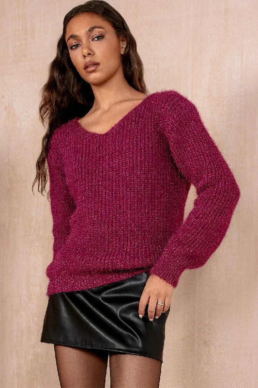 Izzy Plum Fluffy Knit Jumper