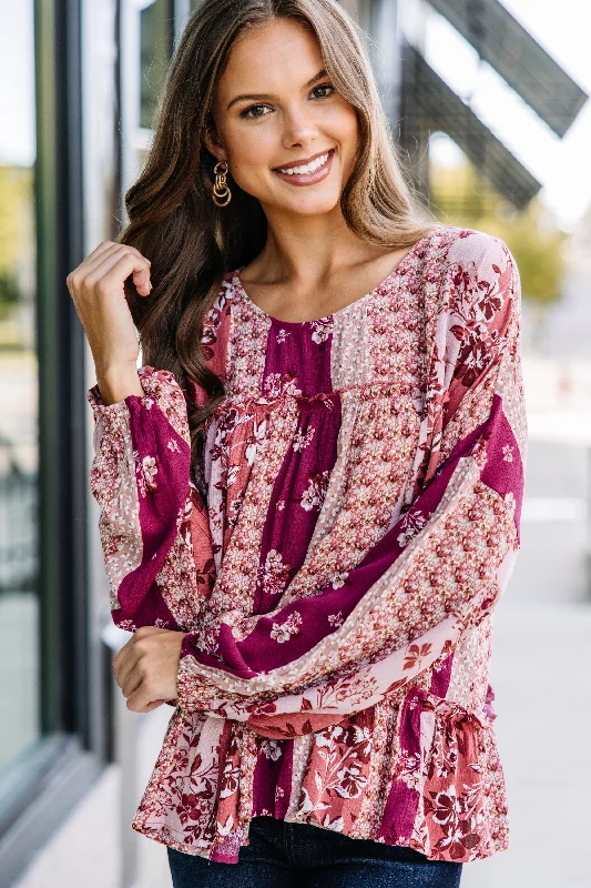 Must Have Rosewood Pink Mixed Print Top