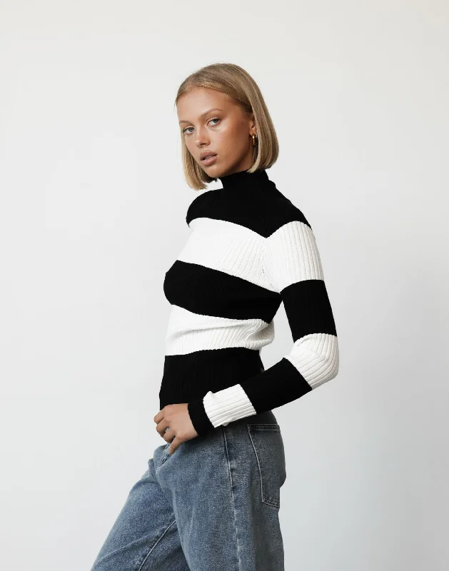 Russett Top (Black/White Stripe)