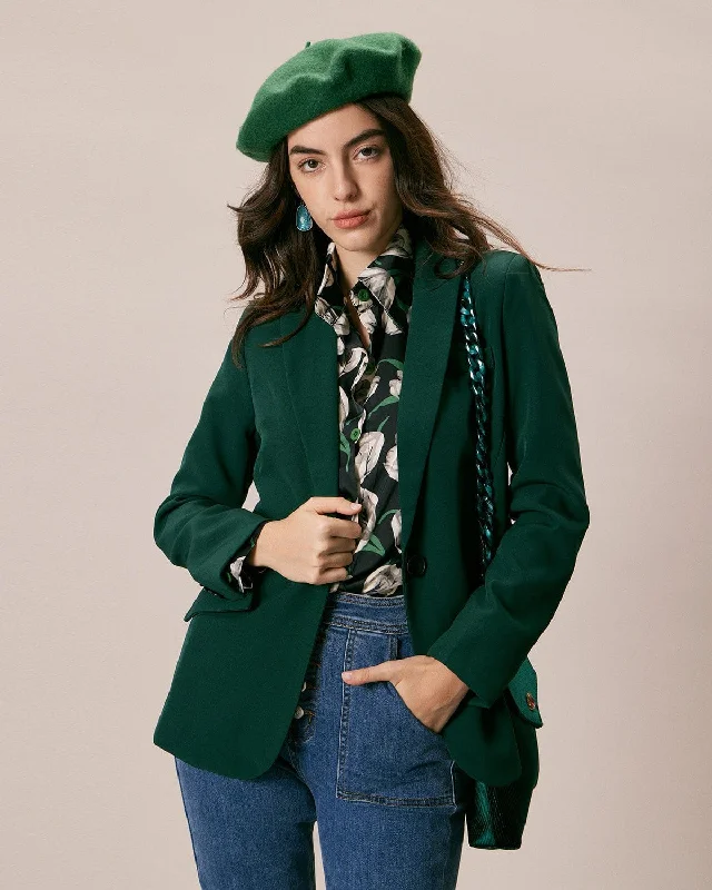 The Green Lapel Collar Single Button Blazer